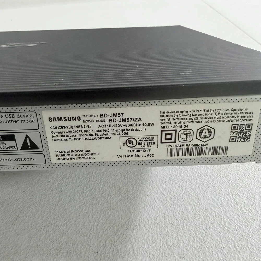 Samsung BD-JM57 Blu-ray DVD Player Wi-Fi Streaming W/ Remote TESTED WORKING